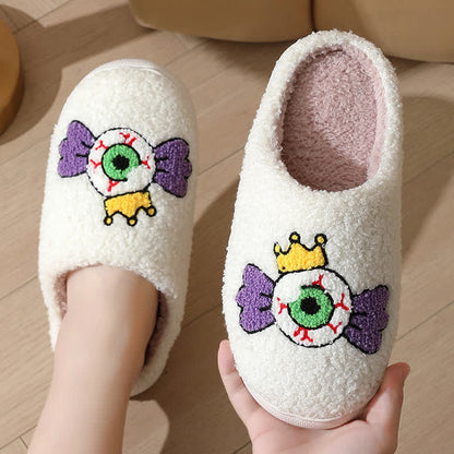Funny Eye Print Fluffy Home Slippers - image 1