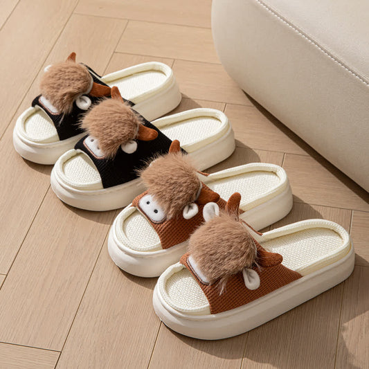 Cute Cartoon Indoor Home Linen Slippers - image 0