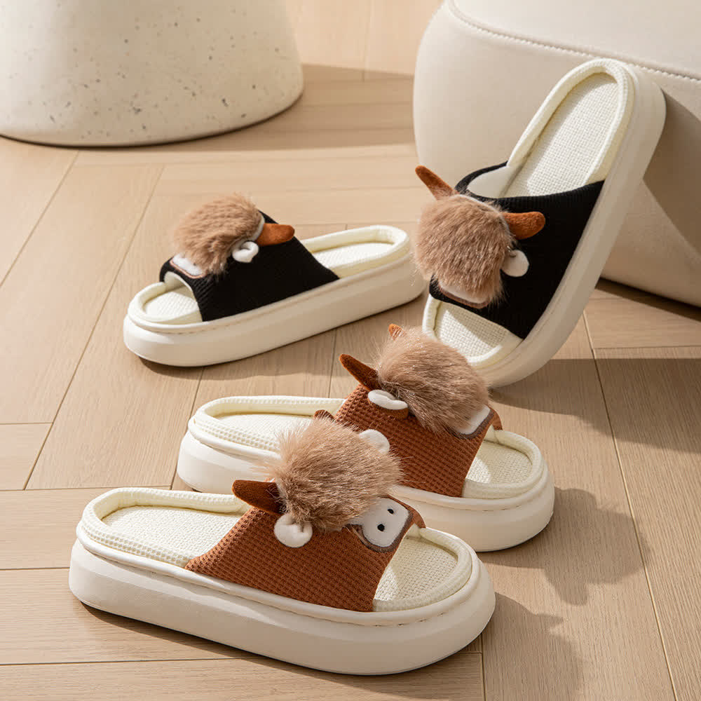 Cute Cartoon Indoor Home Linen Slippers - image 1
