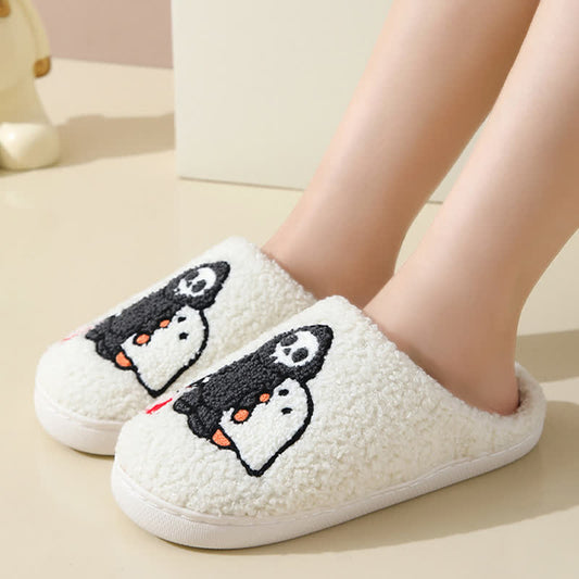 Cartoon Skull Ghost Print Fluffy Home Slippers - image 0