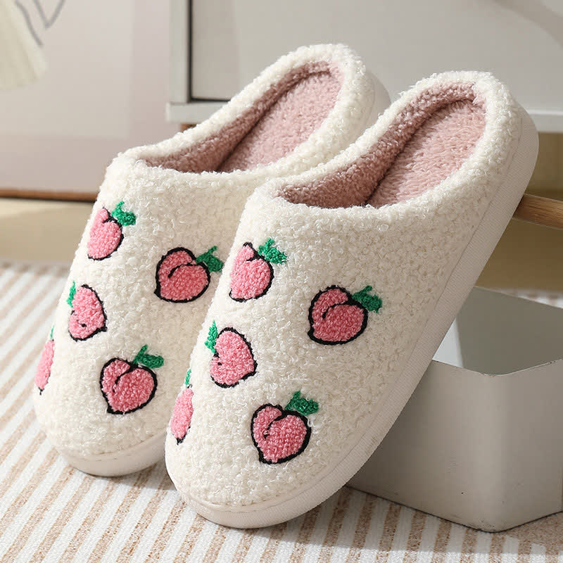 Cartoon Fruit Print Fluffy Home Slippers - Peach - EU43-44(US9-10) - image 9