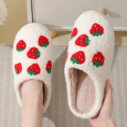 Cartoon Fruit Print Fluffy Home Slippers - image 2