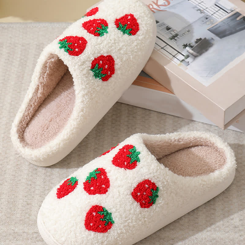 Cartoon Fruit Print Fluffy Home Slippers - image 5