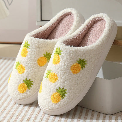 Cartoon Fruit Print Fluffy Home Slippers - Pineapple - EU43-44(US9-10) - image 10