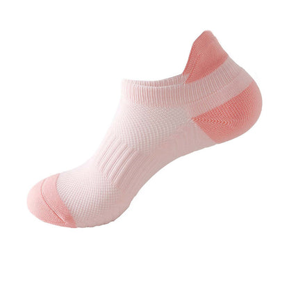 Color Block Breathable Mesh Ankle Compression Socks(8 Pairs) - Pink - EU37-42(US4-8.5) - image 12