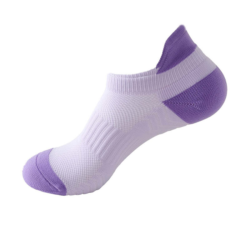 Color Block Breathable Mesh Ankle Compression Socks(8 Pairs) - Purple - EU37-42(US4-8.5) - image 11