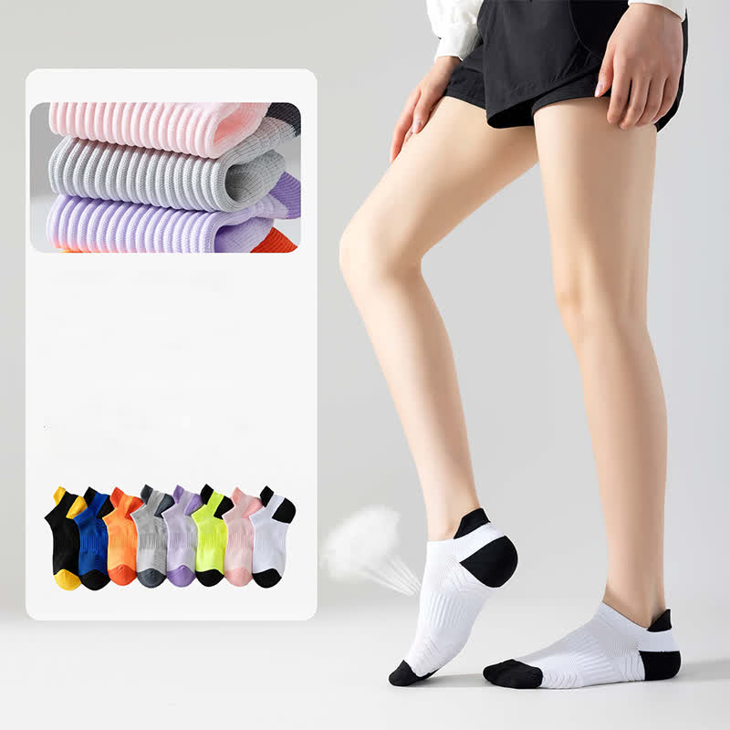 Color Block Breathable Mesh Ankle Compression Socks(8 Pairs) - image 2