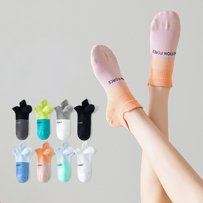 Color Block Letter Print Ankle Compression Socks(8 Pairs) - Multicolor - EU38-41(US5-7.5) - image 1