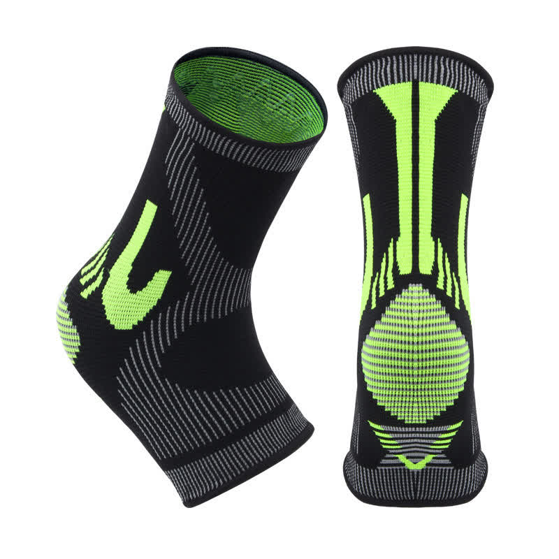 Striped Stretch Sports Knit Ankle Braces - Black&Green - XL - image 13
