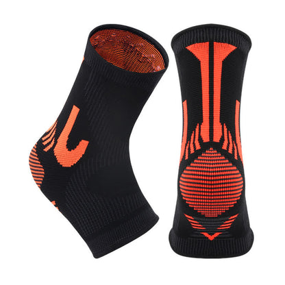 Striped Stretch Sports Knit Ankle Braces - Black&Orange - XL - image 8