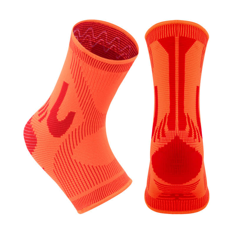 Striped Stretch Sports Knit Ankle Braces - Orange - XL - image 6