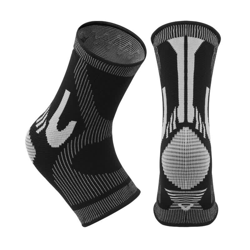 Striped Stretch Sports Knit Ankle Braces - Black&Grey - XL - image 10