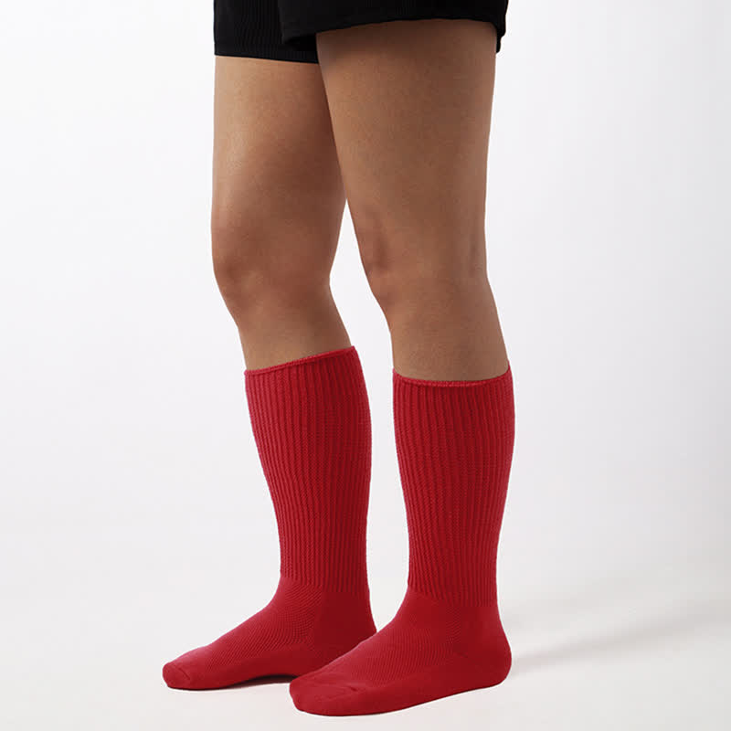 Mesh Breathable Knee-high Socks - Red - EU36-40(US3-7) - image 9
