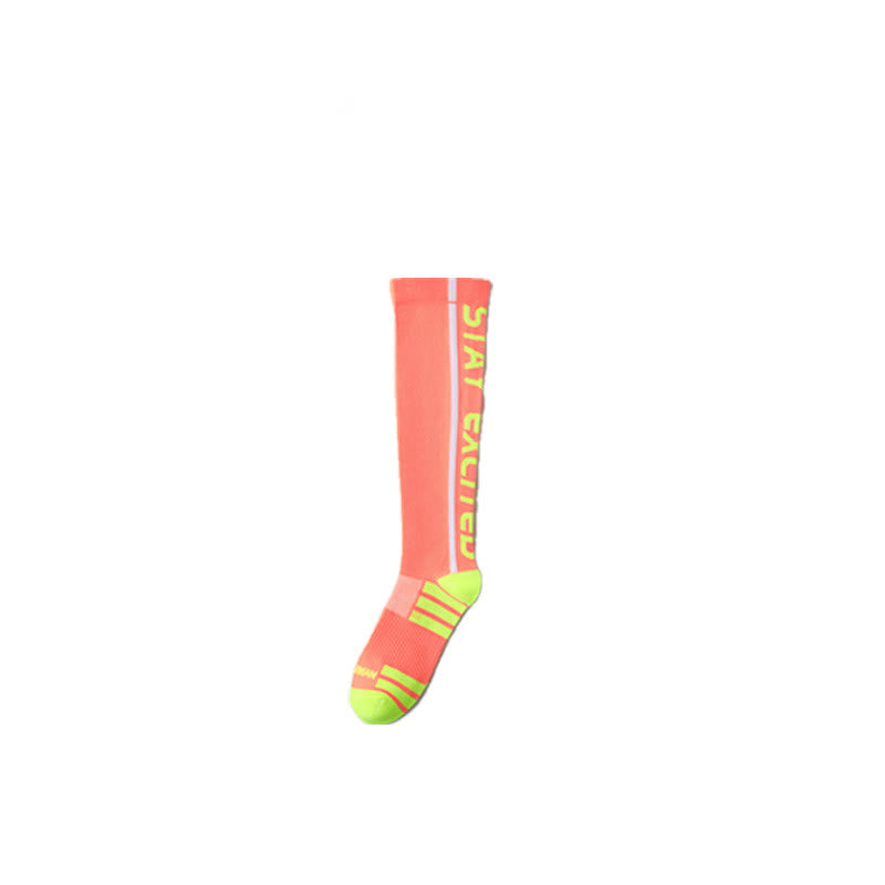 Bright Letter Print Compression Knee High Socks(4 Pairs) - Orange - EU36-41(US3-7.5) - image 7