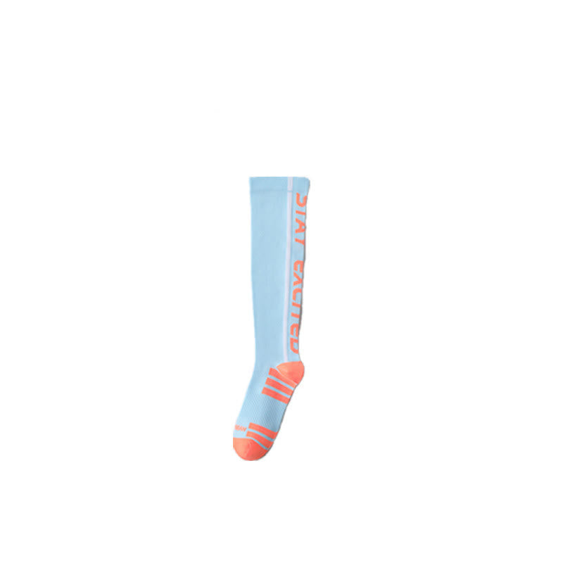 Bright Letter Print Compression Knee High Socks(4 Pairs) - Blue - EU36-41(US3-7.5) - image 9