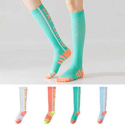 Bright Letter Print Compression Knee High Socks(4 Pairs) - image 0
