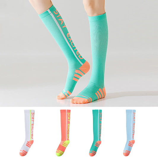 Bright Letter Print Compression Knee High Socks(4 Pairs) - image 0
