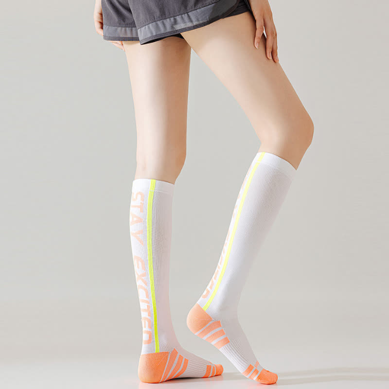 Bright Letter Print Compression Knee High Socks(4 Pairs) - image 11