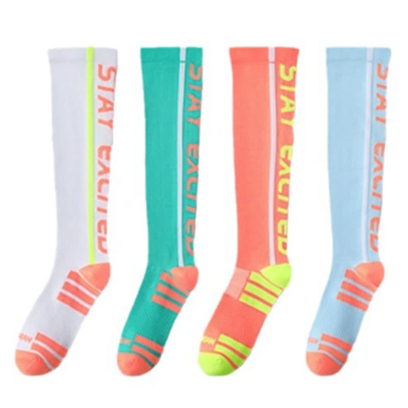 Bright Letter Print Compression Knee High Socks(4 Pairs) - Multicolor - EU36-41(US3-7.5) - image 2