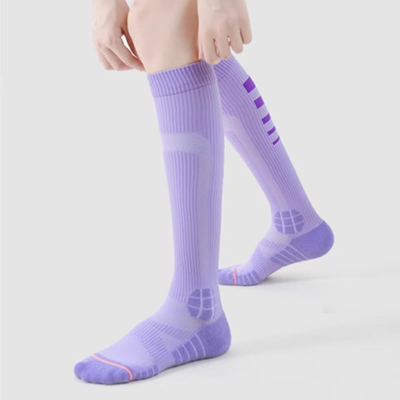 Irregular Stripe Compression Knee High Socks(6 Pairs) - image 3