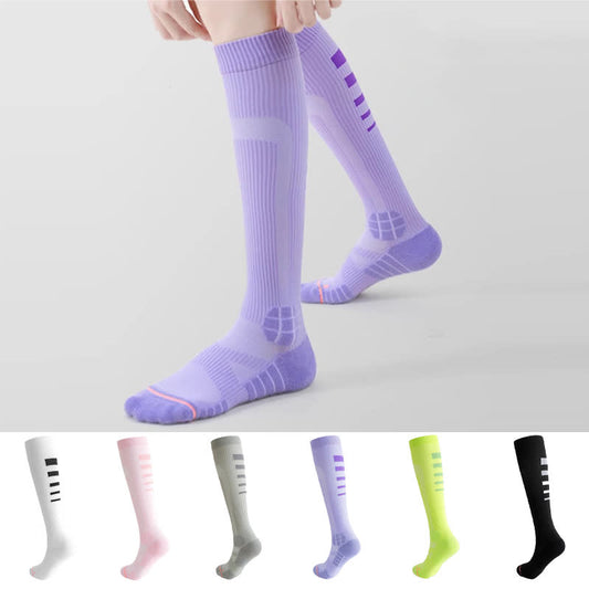 Irregular Stripe Compression Knee High Socks(6 Pairs) - image 0