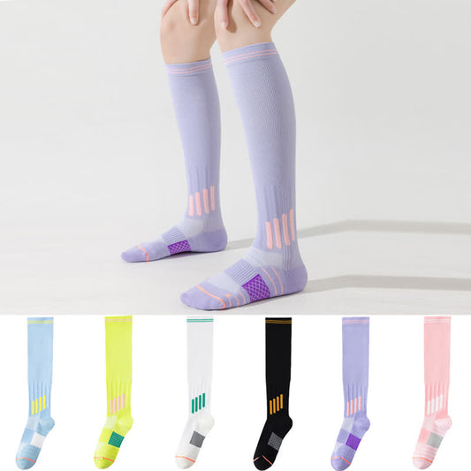 Stripe Print Sports Compression Knee High Socks(6 Pairs) - image 0