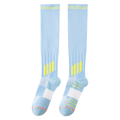 Stripe Print Sports Compression Knee High Socks(6 Pairs) - Blue - EU36-40(US3-7) - image 7