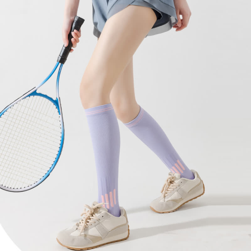Stripe Print Sports Compression Knee High Socks(6 Pairs) - image 4