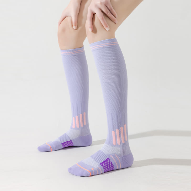 Stripe Print Sports Compression Knee High Socks(6 Pairs) - image 3