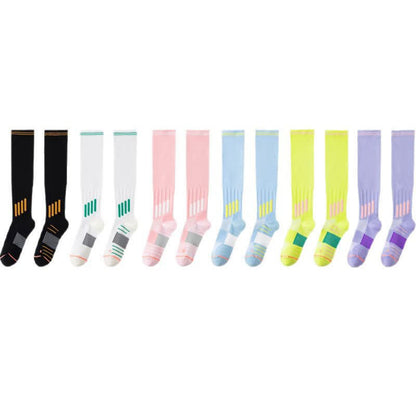 Stripe Print Sports Compression Knee High Socks(6 Pairs) - Multicolor - EU36-40(US3-7) - image 2