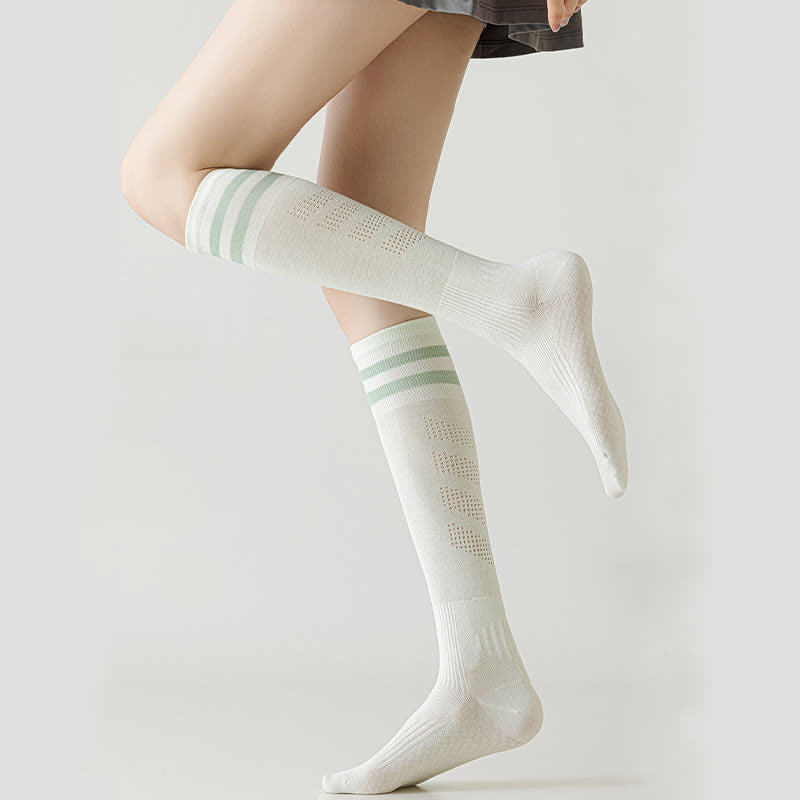 Striped Breathable Compression Knee High Socks(5 Pairs) - image 5
