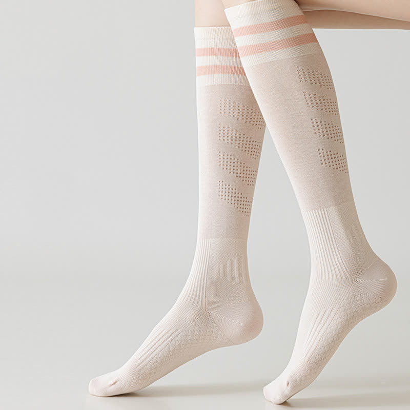 Striped Breathable Compression Knee High Socks(5 Pairs) - image 1