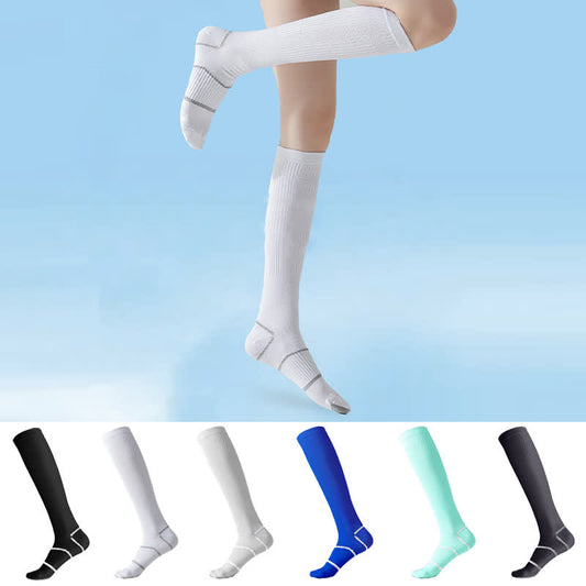 Solid Color Sports Compression Knee High Socks(6 Pairs) - Multicolor - EU36-45(US3-11) - image 0