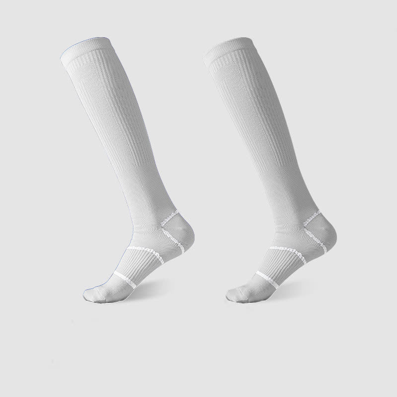 Solid Color Sports Compression Knee High Socks(6 Pairs) - Light Gray - EU36-45(US3-11) - image 6