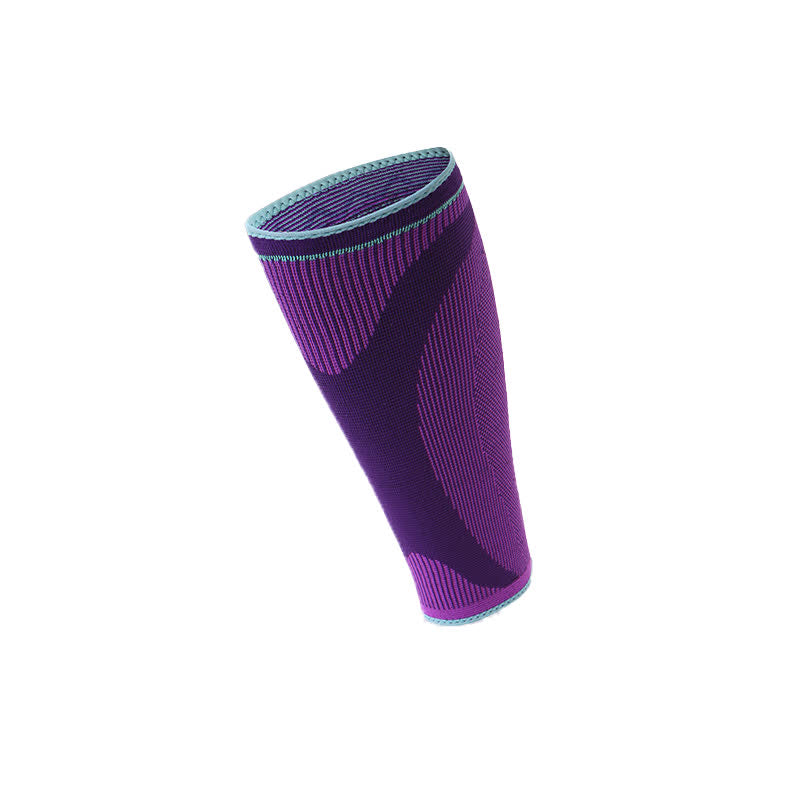 Elastic Knitted Sports Compression Calf Sleeves - Purple - XL - image 11