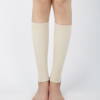 Cotton Solid Color High Elastic Calf Sleeves(2 Pairs) - Beige - XL - image 12