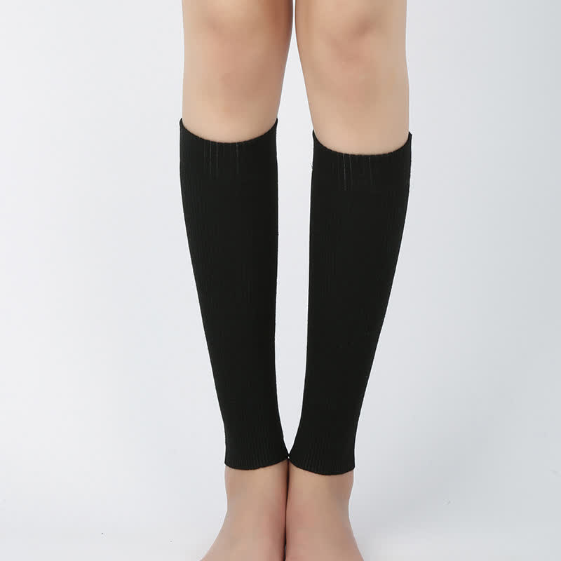 Cotton Solid Color High Elastic Calf Sleeves(2 Pairs) - Black - XL - image 1