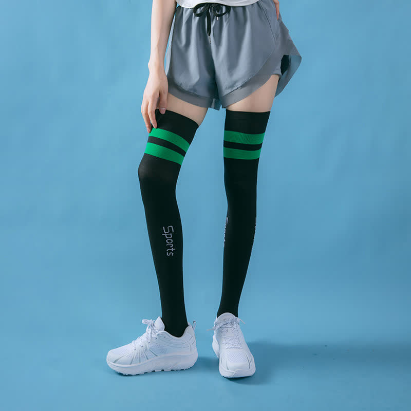 Fitness Compression Thigh High Socks(2 Pairs) - Black&Green - EU36-42(US3-8.5) - image 3