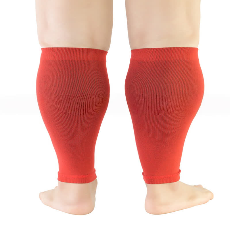 Plus Size Solid Color Calf Compression Sleeves - Red - 5XL - image 6