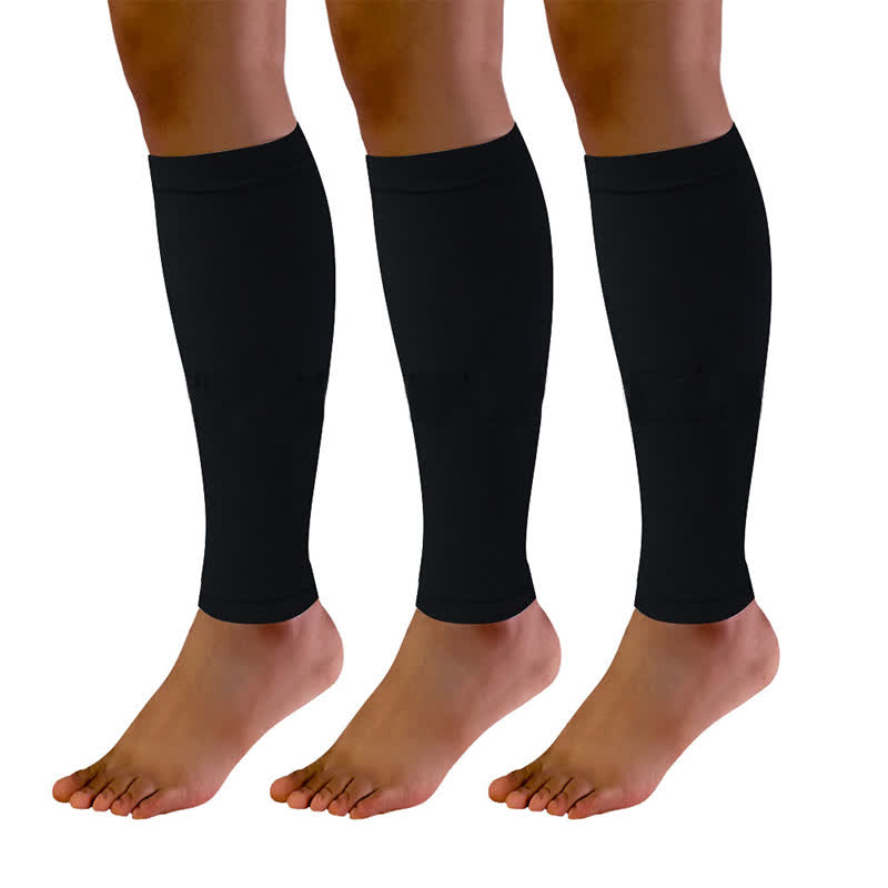 Solid Color Football Calf Compression Sleeves(3 Pairs) - Black - XL - image 1
