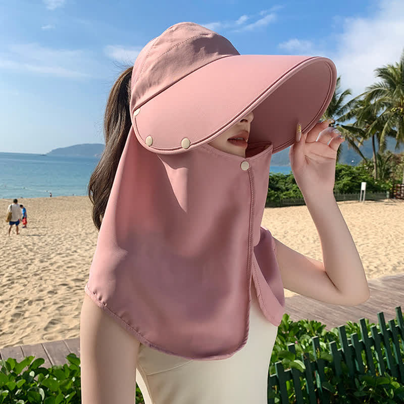 Outdoor Visor Sun Hat with Detachable Neck Flap - image 1