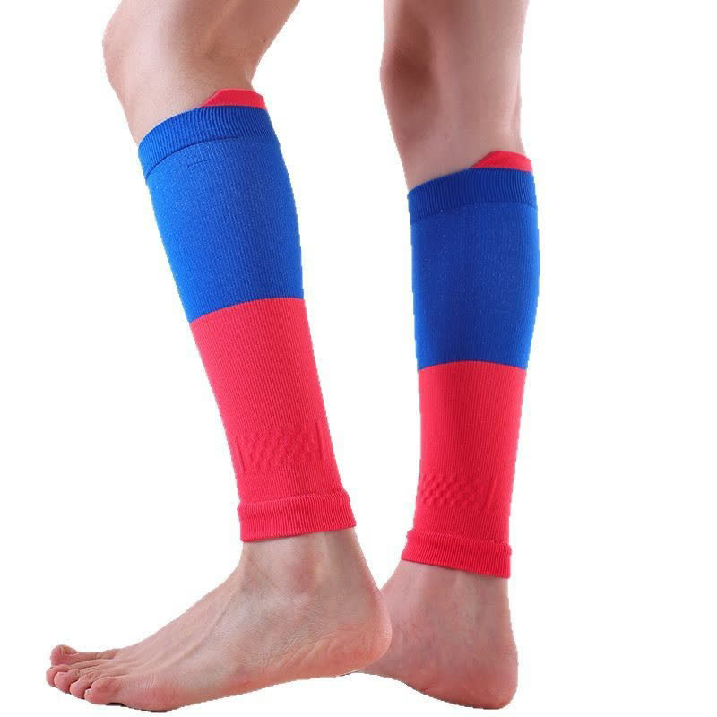 Colorblock Sports Running Compression Calf Sleeves(3 Pairs) - Red&Blue - One Size - image 4