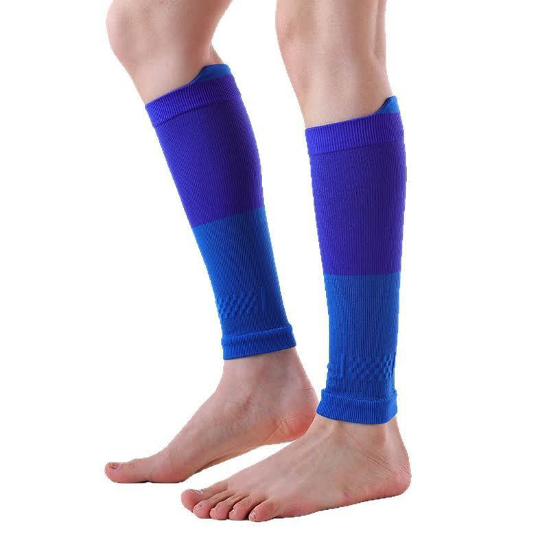 Colorblock Sports Running Compression Calf Sleeves(3 Pairs) - Blue&Royal Blue - One Size - image 3