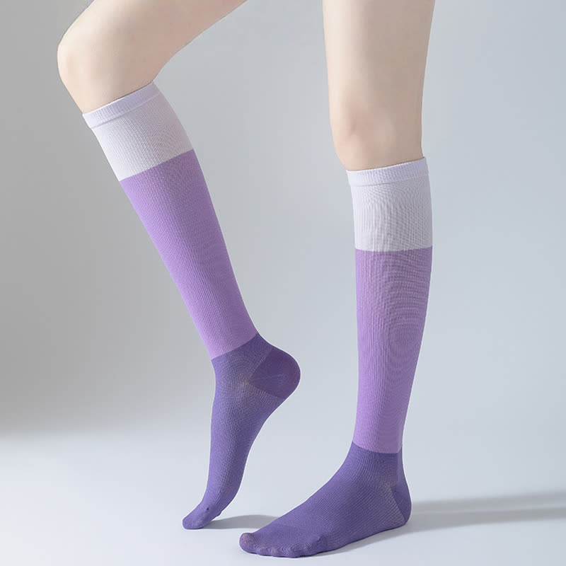 Gradient Colorblock Sports Compression Socks(4 Pairs) - image 4