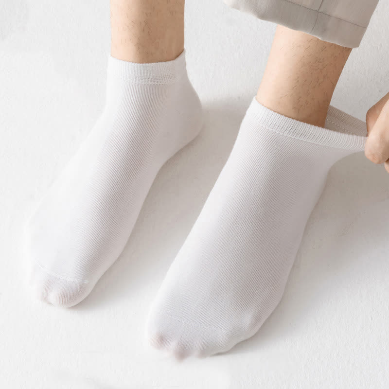 Solid Color Stretch Cotton Ankle Socks(8 Pairs) - image 3