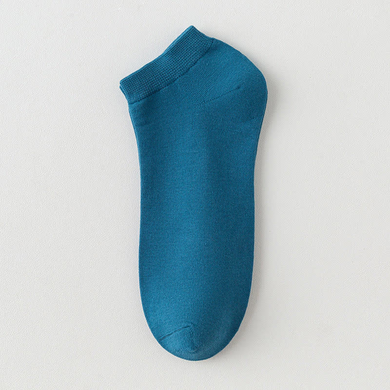 Solid Color Stretch Cotton Ankle Socks(8 Pairs) - Blue - EU42-48(US8.5-13) - image 16