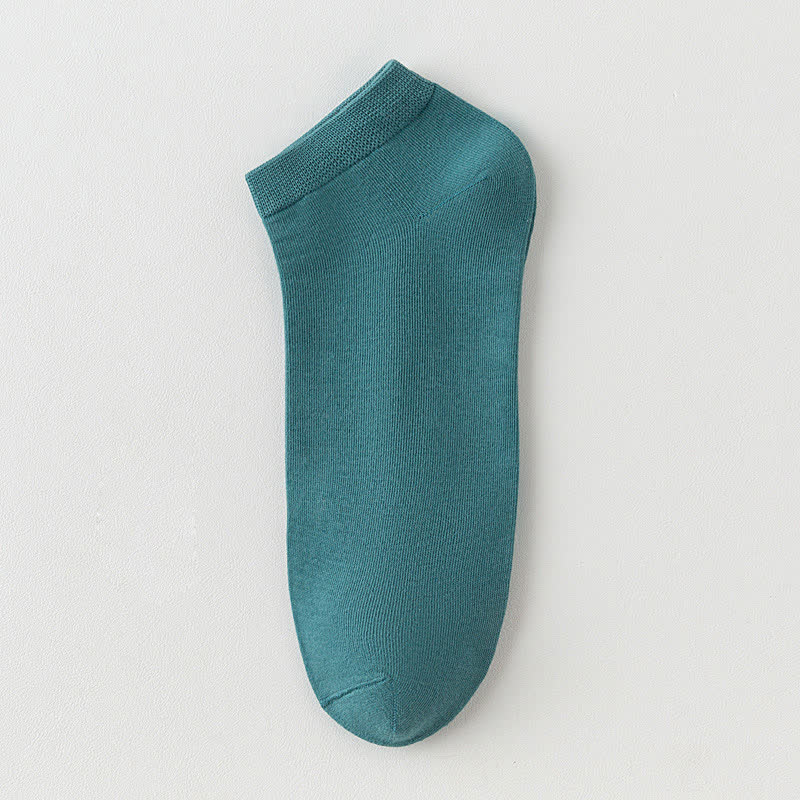 Solid Color Stretch Cotton Ankle Socks(8 Pairs) - Green - EU42-48(US8.5-13) - image 15