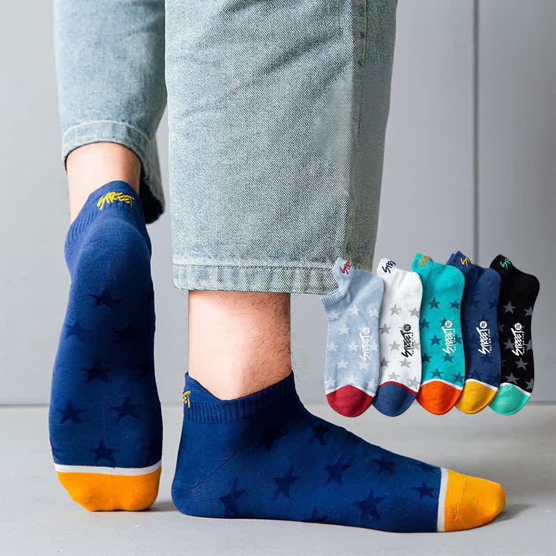 Star Print Breathable Cotton Ankle Socks(5 Pairs) - image 1