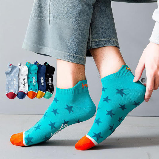 Star Print Breathable Cotton Ankle Socks(5 Pairs) - image 0