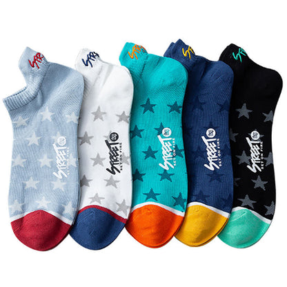 Star Print Breathable Cotton Ankle Socks(5 Pairs) - image 4